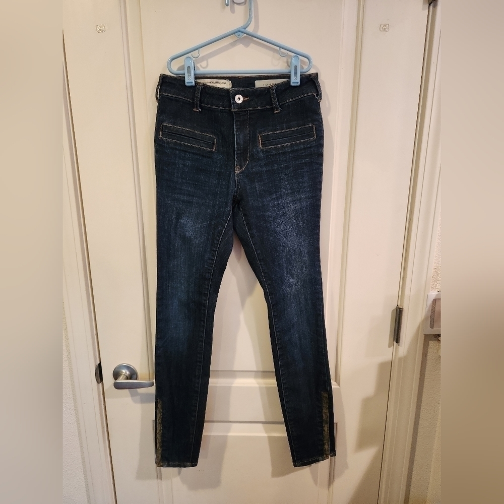 Pilcro by Anthropologie Zipper and Detail Ankle High Rise Skinny Jeans Sz 26